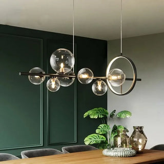 Nordic Glass Ball Led Pendant Light Black Metal Living Room Dining Table Bar Hanging Lamps Household Decorative Indoor Fixtures