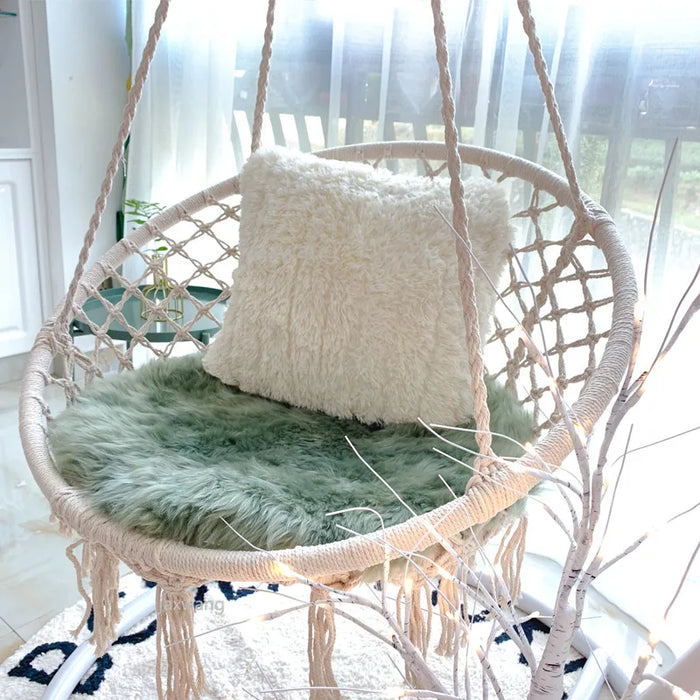 Round Hammock Swing Hanging Chair Outdoor Indoor Furniture Hammock Chair for Garden Dormitory  Adult with Pillow