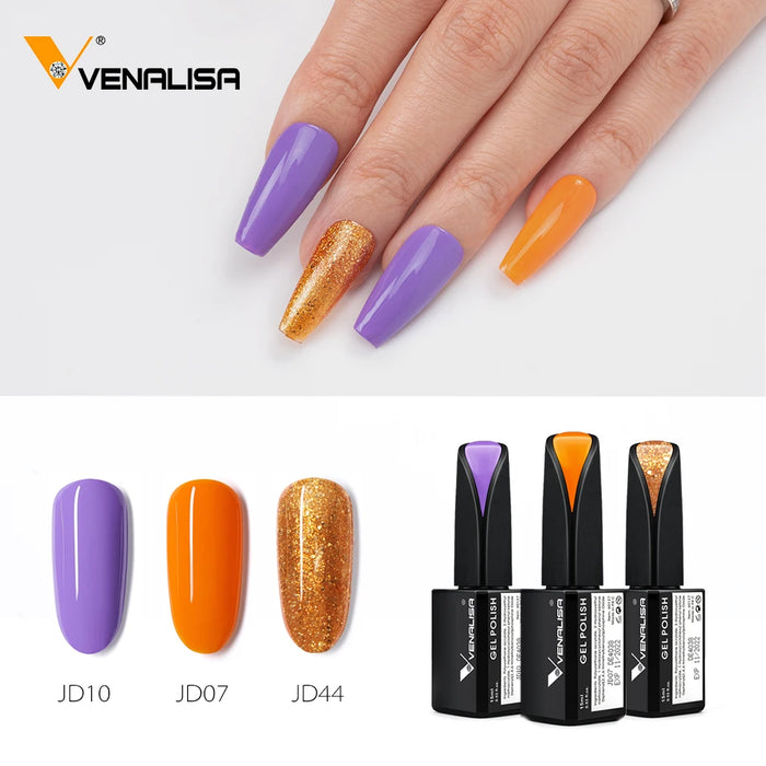 3pcs/kit Venalisa 15ml Nail Gel Polish Square Bottle Nail Salon Professional Nail Manicure Great Cover Gorgeous Glitter Color