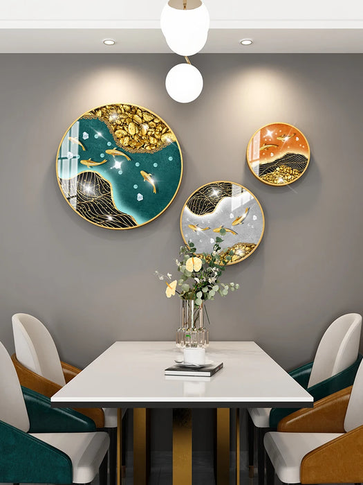 Cy New Chinese Style Restaurant Decoration Painting Nine Fish Pattern Hanging Painting High-End Modern Minimalist Creative Wall