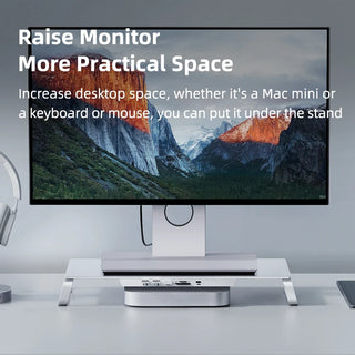 Hagibis Monitor Stand Riser USB-C Hub with Dual Hard Drive Enclosure for Mac Mini M1 iMac 2021 Macbook Pro PC Laptop Desk Holder