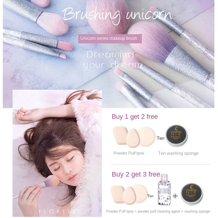 TT Makeup Brush Set Pearlescent Eye Shadow Lip Brush Powder Brush Repair Blush Brush Containing Brush Bag