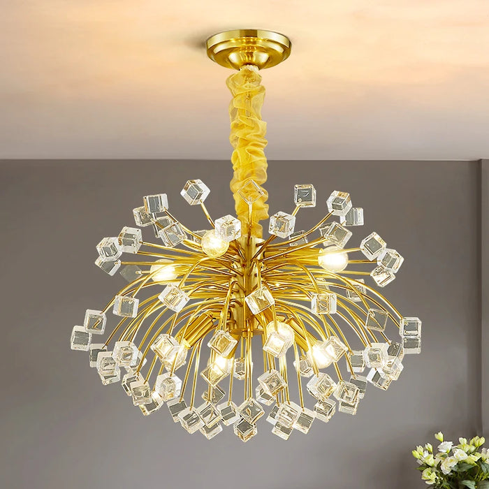 Round American Crystal Lamp Simple Living Room Glass Chandelier Personality Restaurant Light Creative Bedroom Crystal Chandelier