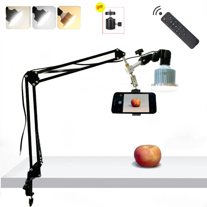 Live Photography Photo Studio 85W LED Fill Light with Suspension Arm Bracket Stand Kits For Desktop Phone Photo Video Shooting