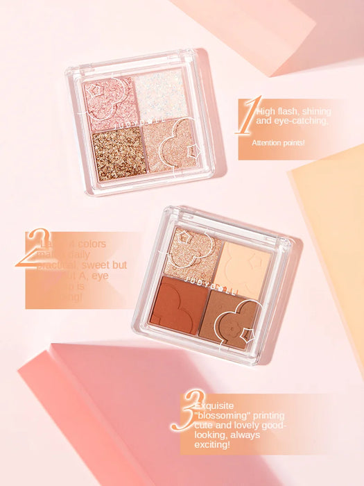 GY Four Color Eyeshadow Palette Milk Tea Color Earth Shimmer Matte Eye Shadow Novice