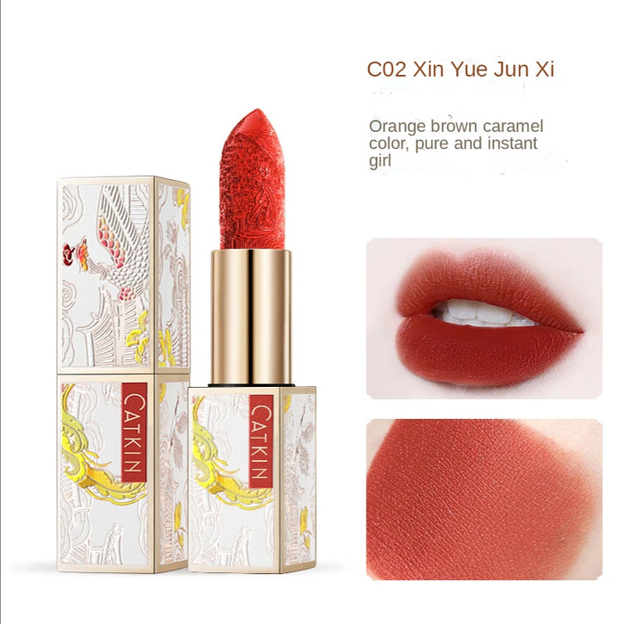 zq Free Shipping Catkin Floating Dream Carved Love Poem Lipstick 3.6G * 1 Velvet Matte White Moisturizing National Fashion Brand