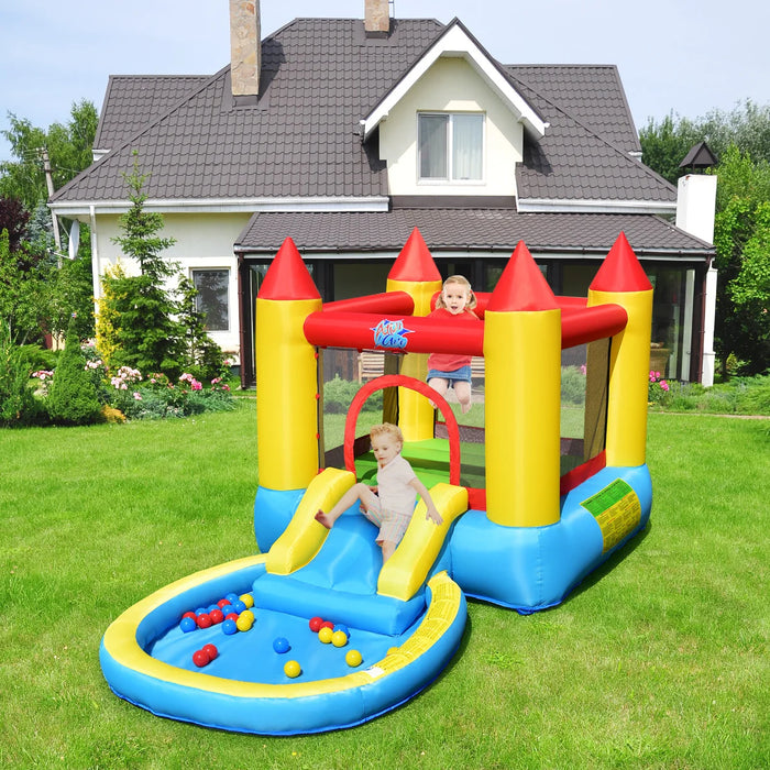 Inflatable Bounce House Kids Slide Jumping Castle Bouncer w/ balls Pool & Bag