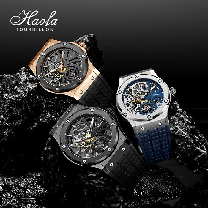 Haofa Casual Men Automatic Mechanical Watch Sapphire Skeleton Self Wind Watch for Men Luminous Business uhren herren 1913-1