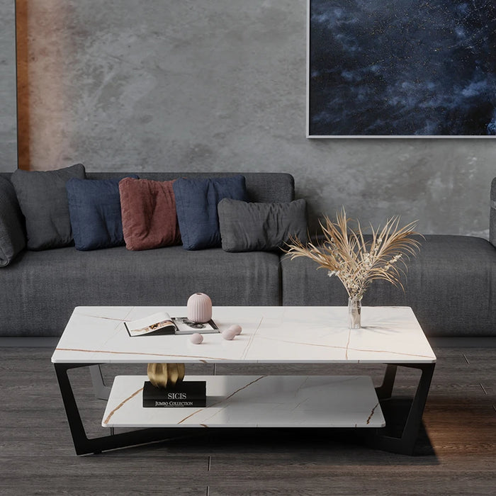 Cy Coffee Table Modern Minimalist Living Room Sofa Side Table Household Marble Stone Plate Small Apartment Table