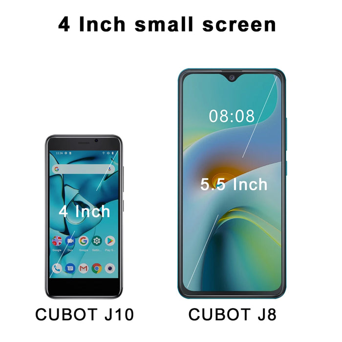 Cubot J10 Smartphone 4-Inch Mini Phone 2350mAh 32GB ROM 5MP Rear Camera Google Android 11 Dual SIM Card 3G Telephone Face ID