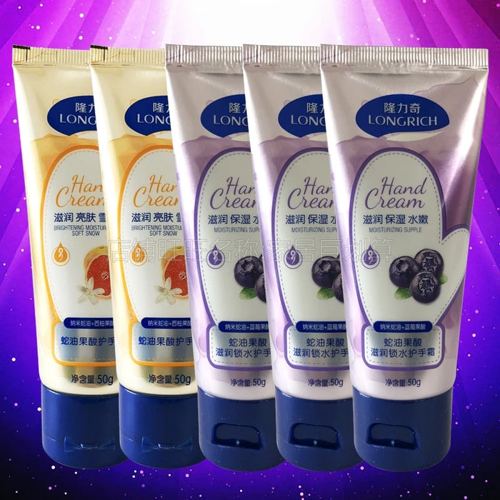 TT Longliqi Snake Oil Tartaric Acid Moisturizing Water Locking Hand Cream Blueberry 50g-3 Grapefruit 50g-2 Improve Rough Drying