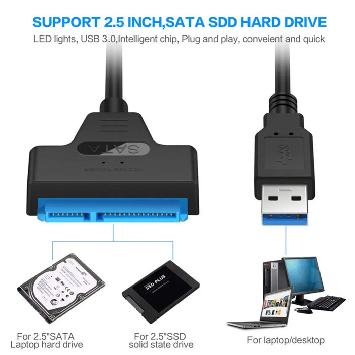 SATA to USB Cable USB 3.0 /Type-C to SATA III Hard Driver Adapter for 2.5" HDD/SSD SATA III Hard Disk Drive USB SATA Converter