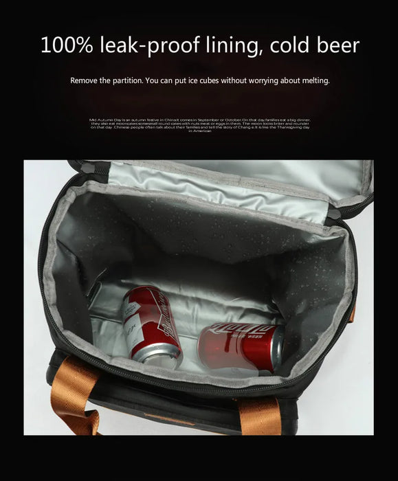 DENUONISS New 2020 Wine Cooling Bag 100% Leakproof Picnic Cooler Bag Vintage Leather Refrigerator Bag Portable Thermal Bag