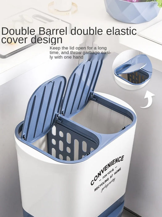 zq  Household Trash Can Garbage Classification Living Room Double-Layer Bucket Kitchen Removable Simple with Lid Trash Can