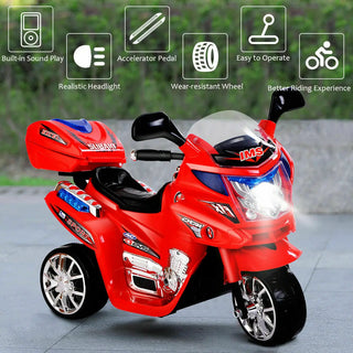 1.86 MPH 3 Wheel Black Ride On Motorcycle Battery Powered Bicycle Kids Toy GiftTY327423