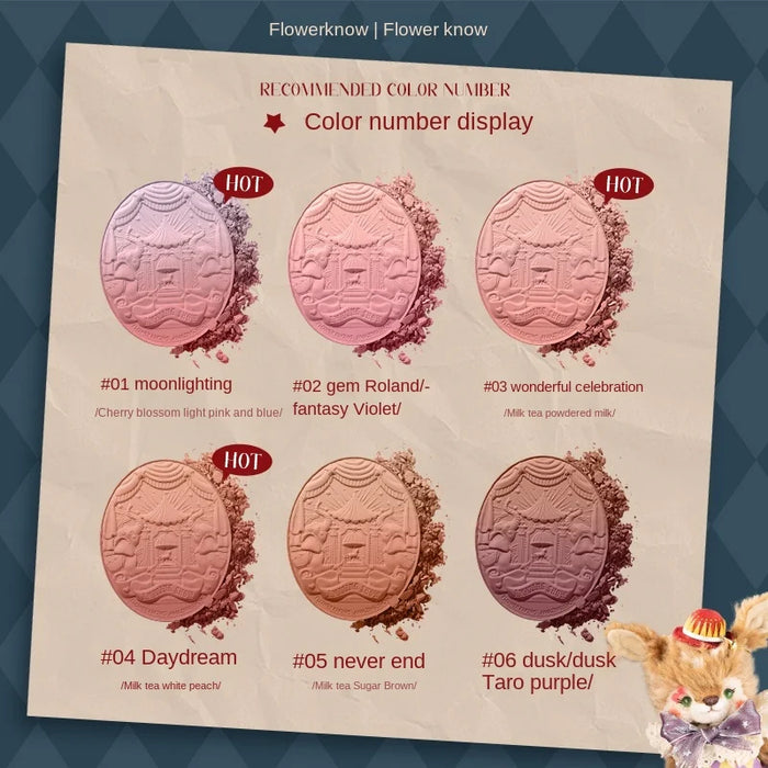 TT Flower Know New Circus Gradient Relief Blush Color Portable Chin Purple Expansion