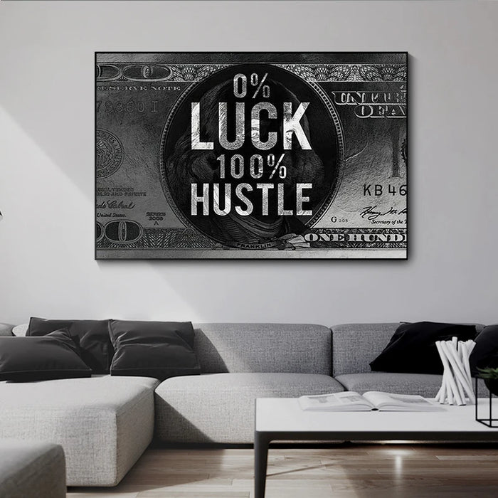 Wall Decor Painting Canvas Luck Hustle Printings On Wall Home Office Decor Pictures Modern Abstract Posters for Home Design