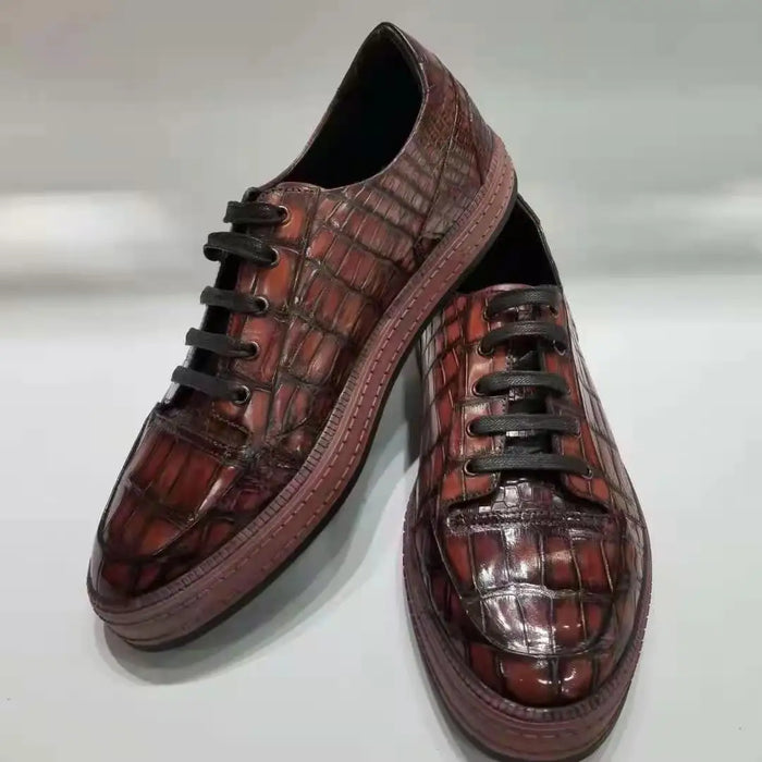 Genuine crocodile skin belly leather men fashion shoe sneaker deep blue dark red gray alligator skin men leisure loafer shoe