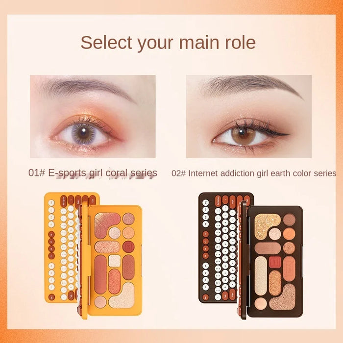 zq E-Sports Eye Shadow 12 Colors Matte Earth Tone Orange Glitter Brightening Lying Durable Waterproof and Sweatproof