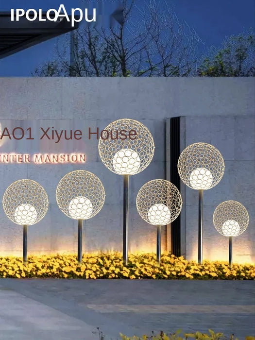 GY Ball Dandelion Light Outdoor Sculptured Ornaments Park Square Courtyard Art Gallery Landscape Lighting Lawn Lamp