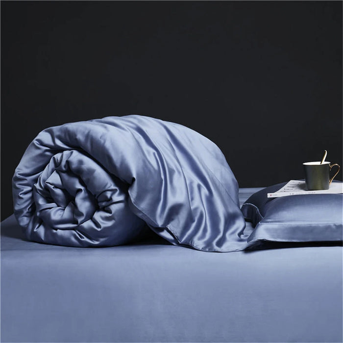 Liv-Esthete Noble 100% Silk Blue Bedding Set Healthy Pure Silk Luxury Queen King Duvet Cover Flat Sheet Pillowcase Free Shipping