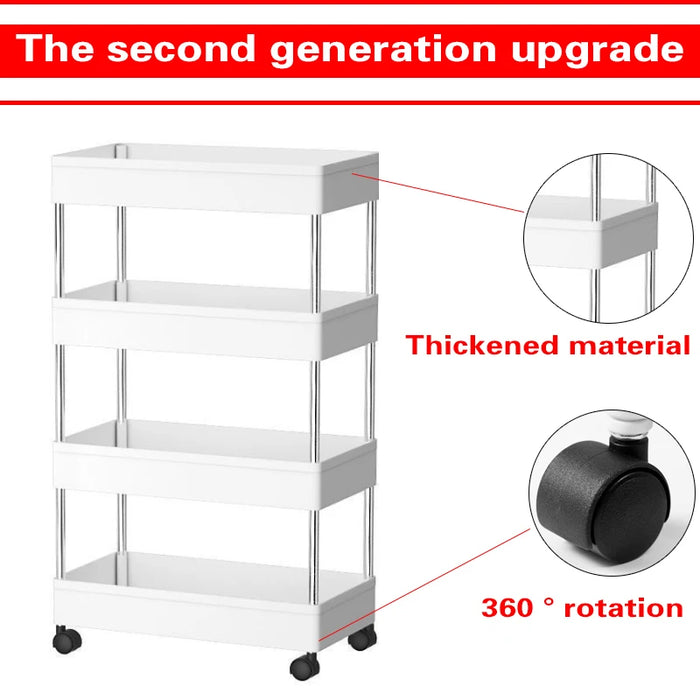 2021 New Upgrade thicker material Multi-layer Storage Cart Rolling Wheels Kitchen Bathroom Organizer Household Rack Mobile Shelf