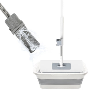 Flat Squeeze Mop With Folding Bucket Hand Free Washing Microfiber Replacement Pad Automatic Spin Floor Mop Household Cleaning