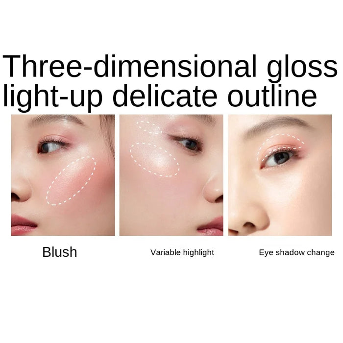 CY CARSLAN Three-Dimensional Shimmer Blush Highlight Repair Makeup Palette Nude Makeup Natural Three-in-One Free Shipping