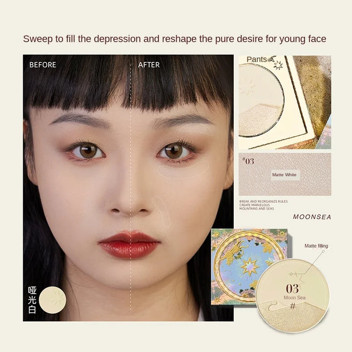 TT Shanhai Highlight Powder Thin and Glittering Matte Nose Shadow Repair Blush Highlight Makeup Palette