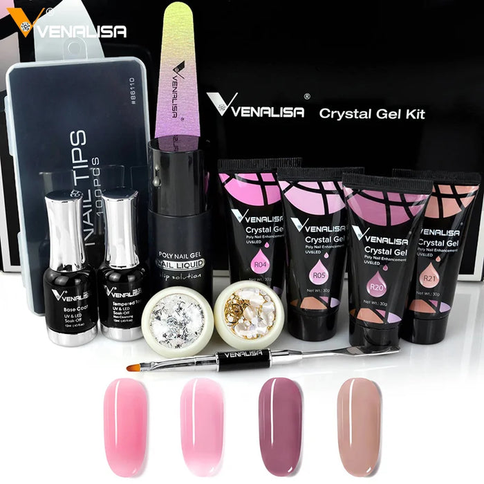 Venalisa 30g Crystal Gel Poly Nail Gel Kit Nail Art Clear Color Enalmel Varnish Nail Extension Gel Acrylic Nail Polish UV Gel