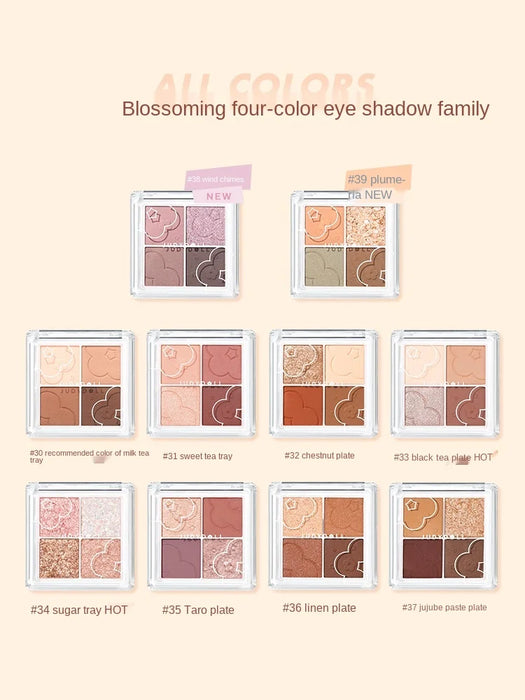 GY Four Color Eyeshadow Palette Milk Tea Color Earth Shimmer Matte Eye Shadow Novice