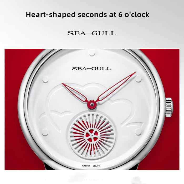 Seagull Automatic Mechanical Watch for Women Simple Ultra-thin Leather Strap Watch 50m Waterproof Sapphire Crystal 6130L