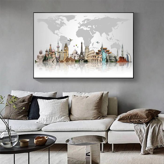 World Famous Building Wall Canvas Art High-quality Posters and Prints Art Painting Art Pictures for Living Room Home Decoration