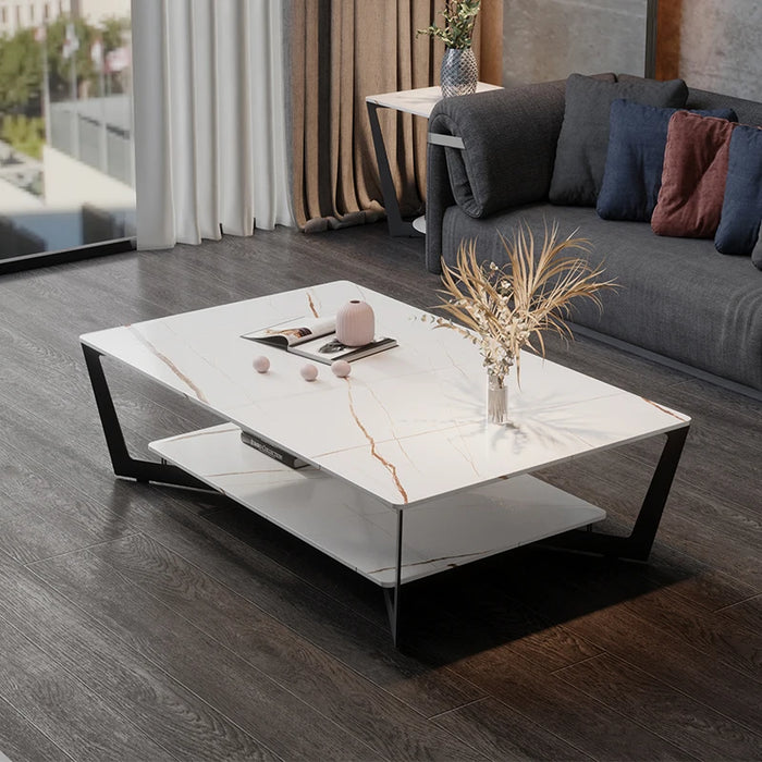 Cy Coffee Table Modern Minimalist Living Room Sofa Side Table Household Marble Stone Plate Small Apartment Table