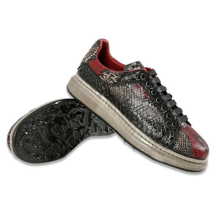 NEW real snakeskin casual shoes luxury mens sport sneakers python leisure flats Fluorescent sole moccasin 44