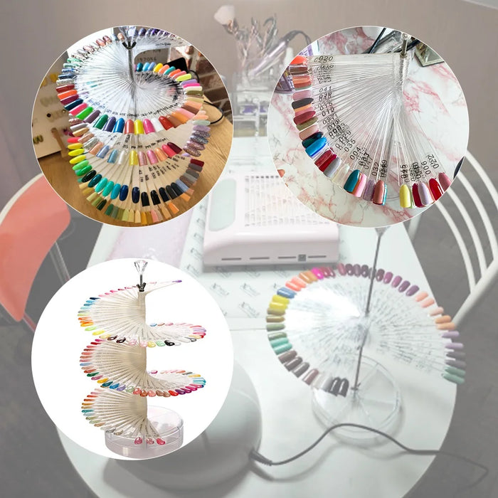 120 Colors Nail Tips Display Stand DIY Nail Art Showing Shelf Gel Nail Polish Color Card Spiral Display Stand Shelf Rotating Tip