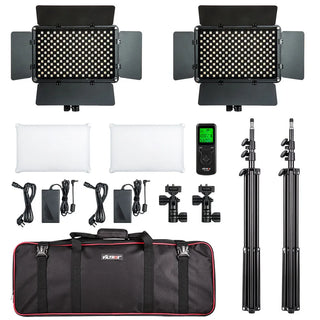 VILROX 2/3PCS VL-S192T LED Video Light Bi-color Dimmable Wireless remote Panel Lighting Kit + 75"Light Stand for studio shooting