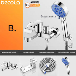 Becola New Modern Chrome Brass Bath Room Wall Mounted Bathroom Faucet With Handheld Hand Shower Bathtub Mixer Set Shower Faucet