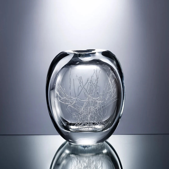 CX Glass Crystal Vase Creative and Slightly Luxury Handmade Ice Silk Pattern Ornaments