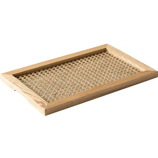 Household Japanese Rattan Wooden Storage Plate Ins Nordic Tea Tray Breakfast Retro Decorations and Ornaments Tray