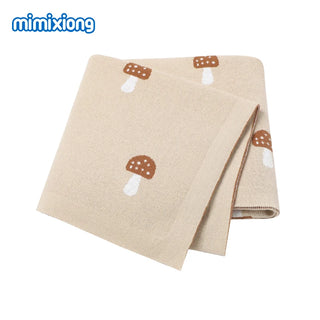 Baby Blankets Cute Mushroom Knitted Newborn Boys Girls Cotton Swaddle Wrap Blankets 100*80cm Toddler Infant Outdoor Playing Mats