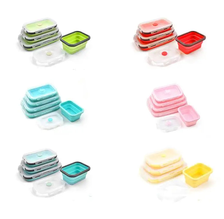 20set 4Pcs/set Silicone Folding Bento Box Collapsible Portable Lunch Box for Food Dinnerware Food Container Bowl SN3861