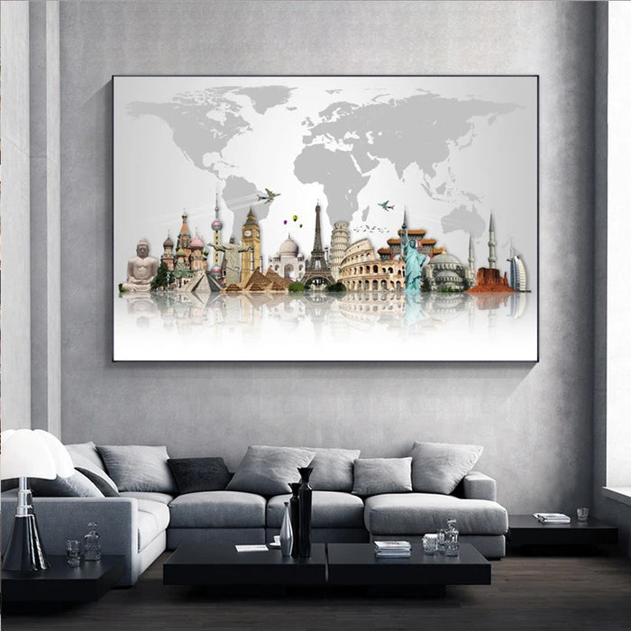 World Famous Building Wall Canvas Art High-quality Posters and Prints Art Painting Art Pictures for Living Room Home Decoration