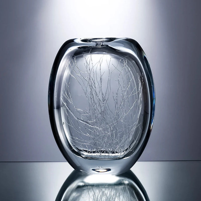 CX Glass Crystal Vase Creative and Slightly Luxury Handmade Ice Silk Pattern Ornaments