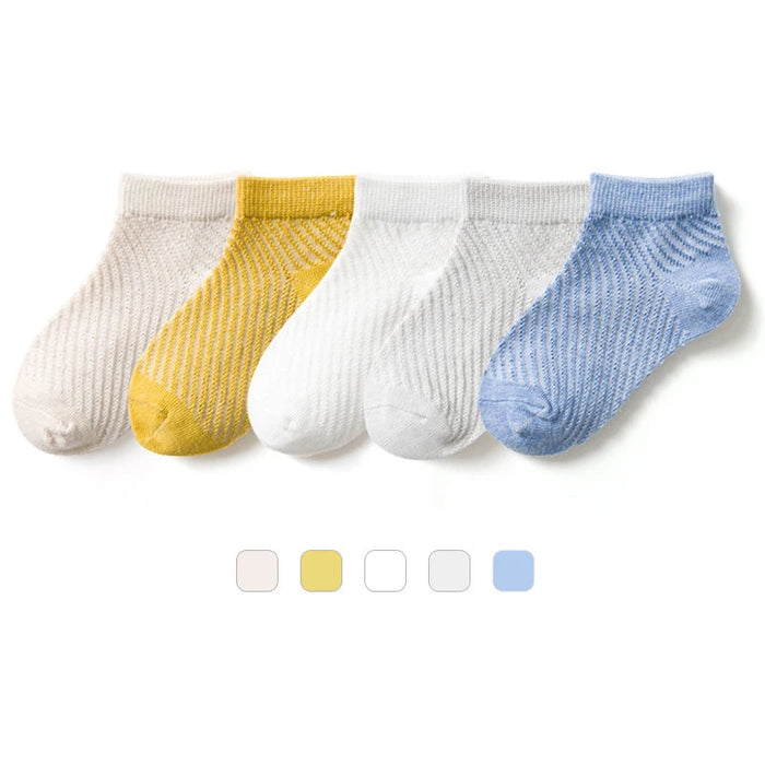 5Pairs/Lot Children Cozy Soft Solid Breathable Mesh Cotton Socks For 1-12Y Boy Girl Baby Teen Summer Kids Clothes Accessories