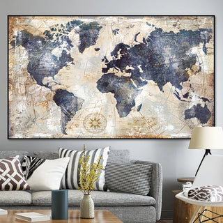 SELFLESSLY ART-Vintage World Map Canvas Painting, Wall Pictures, Living Room Posters and Prints, Modern Art, Home Wall Decor