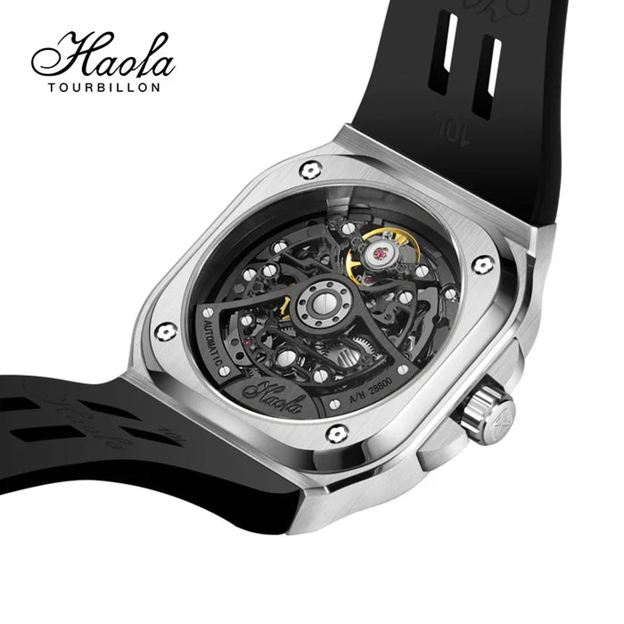 Haofa Skeleton Automatic Movement Watches Men Luminous Sapphire Self-wind Mechanical Watch Waterproof 80H Power Reserve 1960