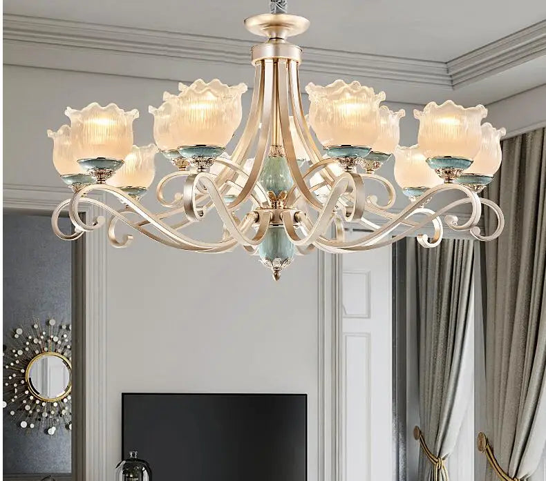 American style living room chandelier light luxury dining room bedroom lamp iron art lamps