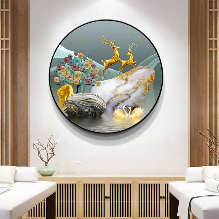 TT New Chinese Style Entrance Painting round Corridor Entrance Aisle Dining Room Wall Mural