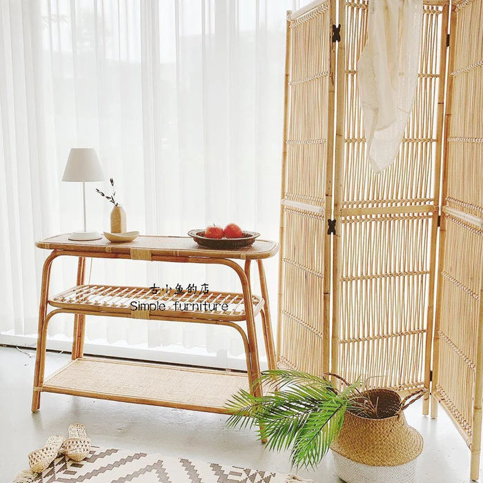 TT Rattan Storage Rack Ins Creative Corner Storage Three-Layer Rattan Rack Simple B & B Decoration